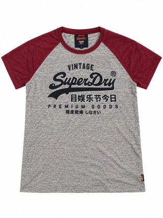 Camiseta Superdry Gris y Roja Talla L