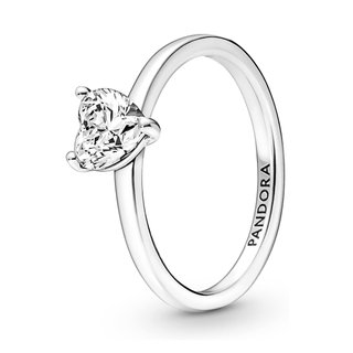 Anillo Pandora Solitario Corazón Plata Talla 58