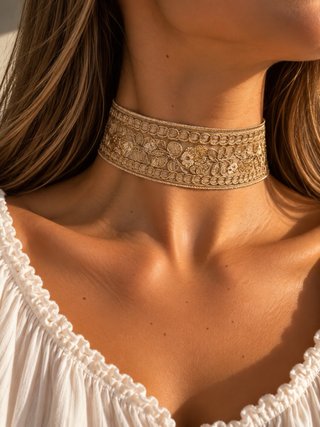 Choker de Encaje Champagne