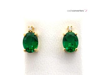 pendientes oro 18k con piedra con circonita