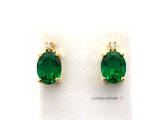 pendientes oro 18k con piedra con circonita