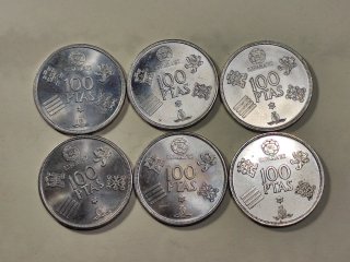 Lote de 6 Monedas de 100 Pesetas España 82