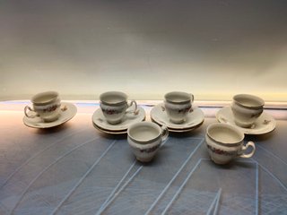 Juego de 6 tazas de café de porcelana fina Bernadette y sus respectivos platos, república checa