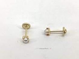 pendientes oro 18k con piedra con perla
