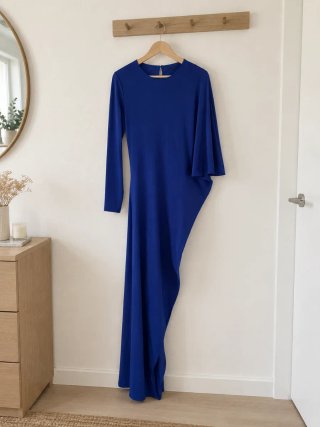 Vestido largo asimétrico Zara azul