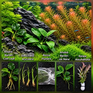 Pack 7 Especies Low Tech con Anubias Nana