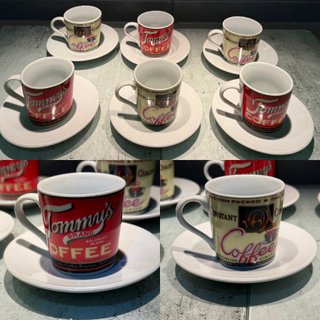 Juego de 6 tazas de café con plato