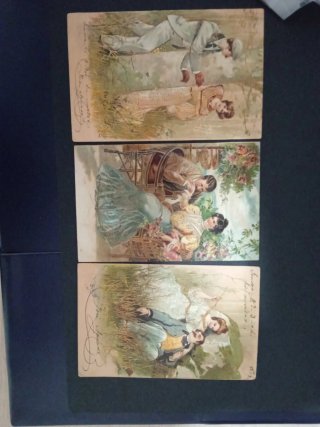 3 Postales Antiguas Ilustradas