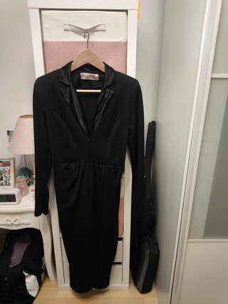 Vestido Negro Club L London Cuello Smoking