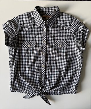 Camisa Campera Cuadros Vichy Blanco y Negro