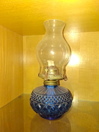 Lámpara de aceite de cristal azul