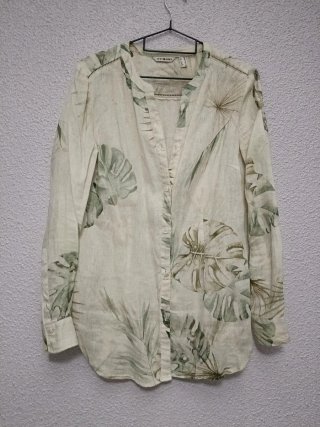 Camisa Lino Estampado Tropical Punto Roma