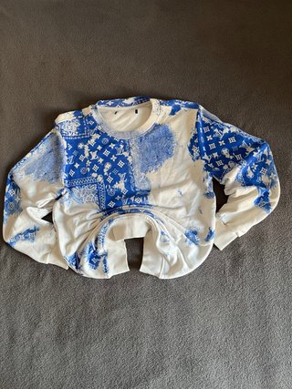 Sudadera Estampado Bandana Azul y Blanco Talla L