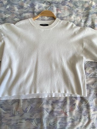 Jersey Crop Top Blanco Bershka