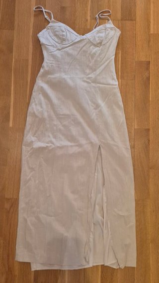 Vestido largo Zara beige de lino