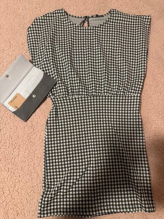 Vestido Zara de cuadros y  cartera sin estrenar