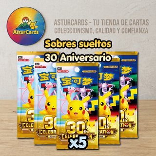5 Sobres 30th Aniversario Pokémon Pokémon.