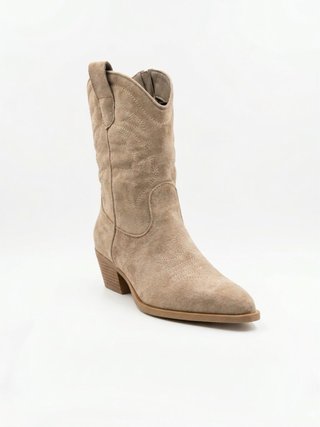 Botas Estilo Cowboy Beige