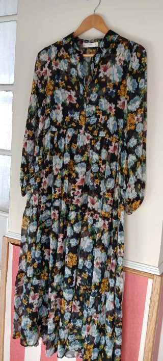 Vestido largo estampado flores Mango