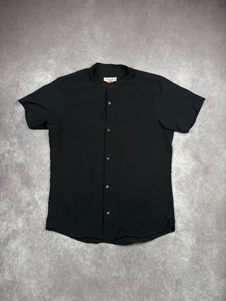 Camisa Sandro Negra Cuello Mao Talla M