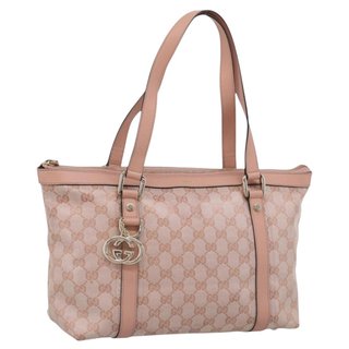 GUCCI GG Crystal Tote Bag Coated Canvas Pink Gold