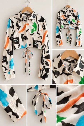Blusa Corta Estampada con Lazada