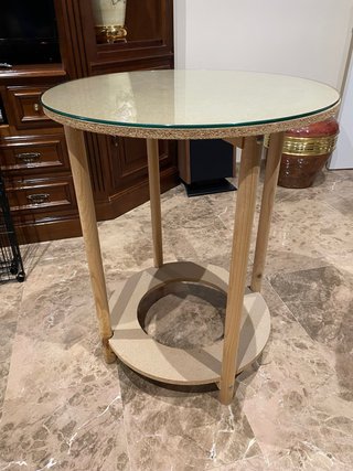 Mesa camilla de madera y cristal 60 cm