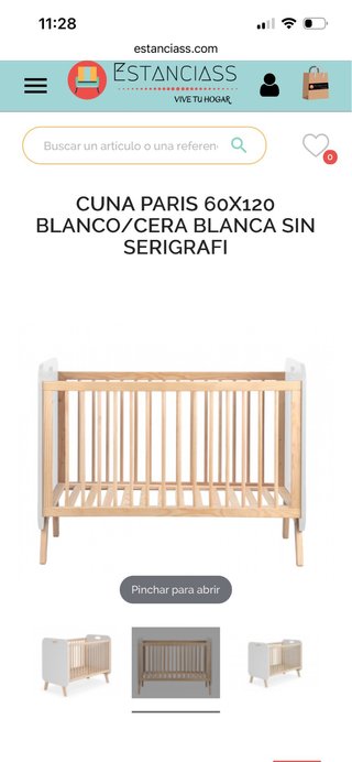 Cuna París 60x120 cm Blanco/Madera