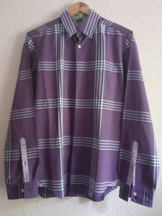 Camisa BOSS Hugo Boss cuadros morada