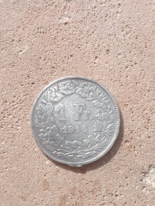 Moneda Suiza 1 Franco 1914 de Plata