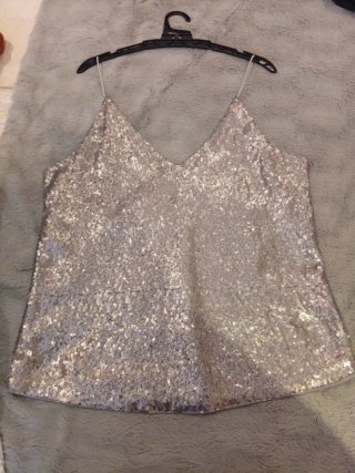 Top de Lentejuelas Plateado Talla M