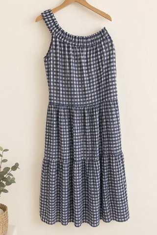 Vestido largo cuadros vichy