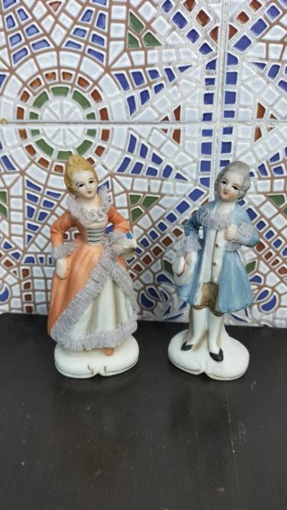 Pareja Figuras Porcelana Vintage Estilo Dresden