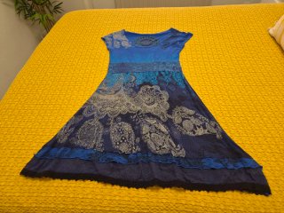 Vestido Desigual Azul Estampado