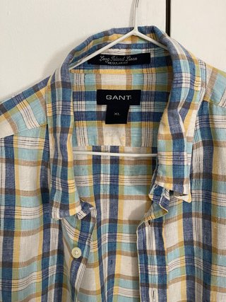 Camisa Gant de Lino a Cuadros Talla XL