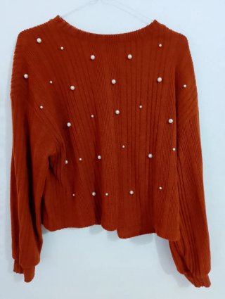 Jersey de punto con perlas SHEIN