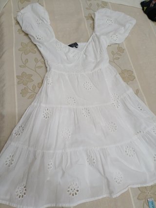 Vestido Blanco de Encaje Primark Talla 34