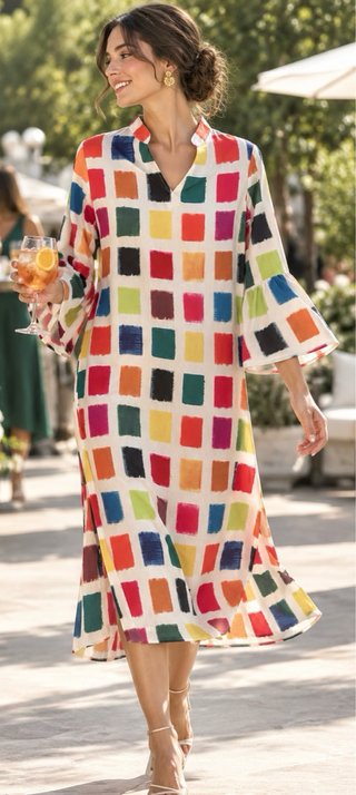 Vestido Estampado a Cuadros