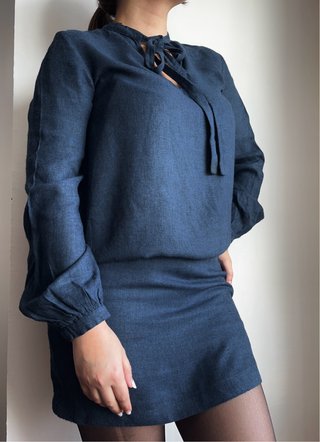 Vestido Azul Marino Zara Talla S