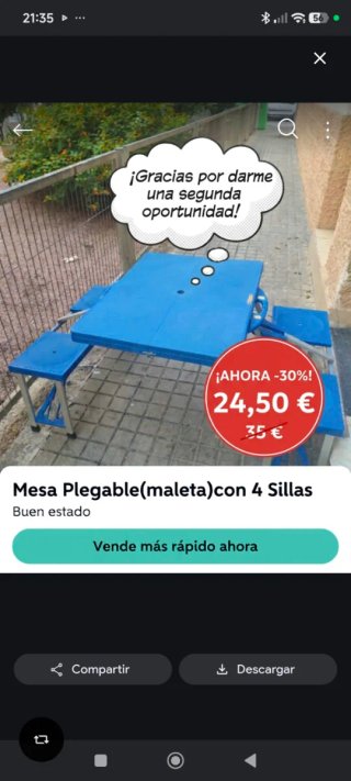 Mesa Plegable( maleta)con 4 Sillas