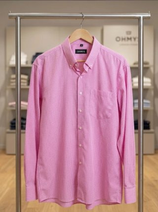 Camisa OHMYS Manga Larga Cuadros Vichy Rosa