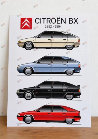 Citroen bx cuadro dibujo colección poster regalo
