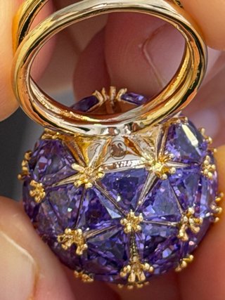 Anillo Swarovski Morado y Dorado