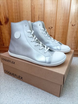 Botines Barefoot Coqueflex Plateados Talla 42