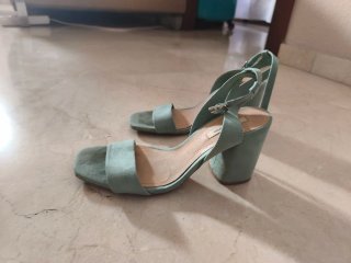 Sandalias de Tacón Verde Agua