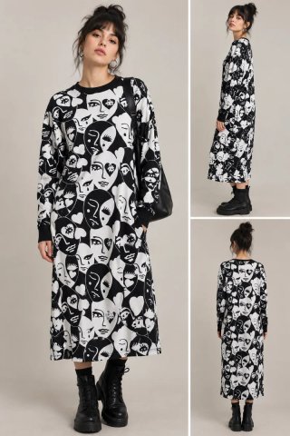 Vestido Midi Monki Estampado Talla S