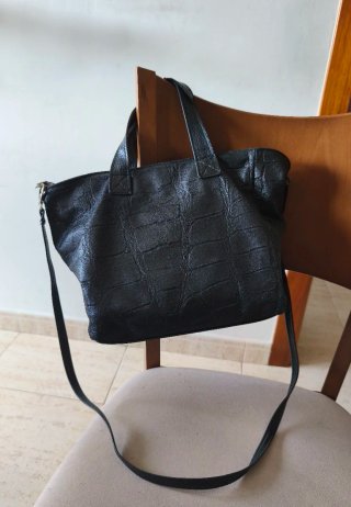 Bolso de hombro y bandolera negro de piel auténtic