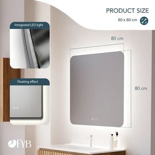 Espejo LED 80x80cm Táctil Antivaho
