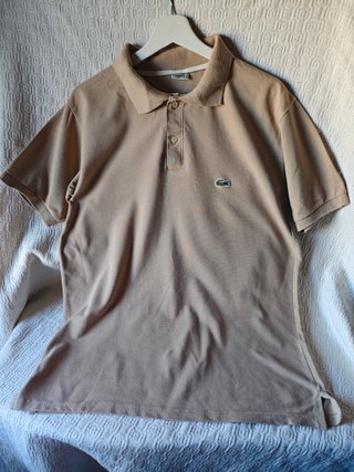 Polo Lacoste original beige hombre talla L marrón