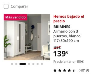 Armario IKEA Brimnes Blanco 3 Puertas